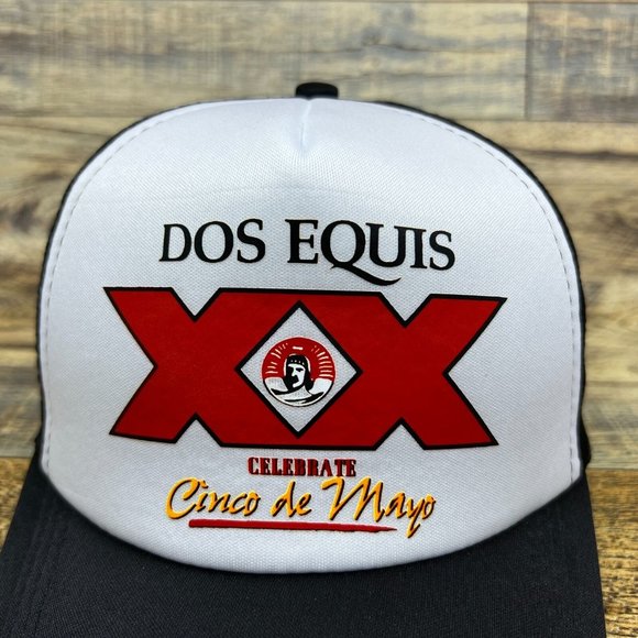 Dos Equis Cinco De Mayo Mens Trucker Hat Black Snapback Retro Logo Baseball Capa - Picture 3 of 8